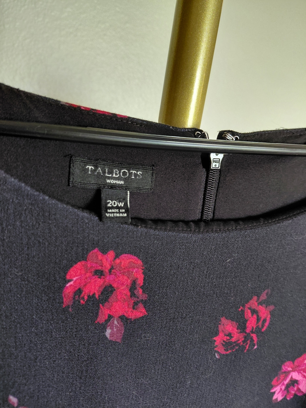 Talbots Black Sleeveless Midi Dress with Pink Floral Print - Picture 5 of 5